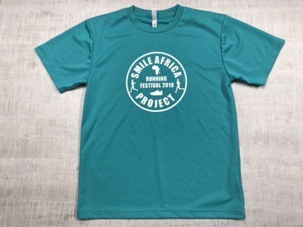 SMILE AFRICA PROJECT RUNNING FESTIVAL 2018 ドライメッシュ 半袖Tシャツ カットソー メンズ M ターコイズブルー拍卖
