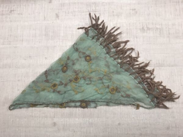 JARI レトロ モード スーベニア シースルー 刺繍 フリンジ 大判 三角ストール アフガンストール柄 レディース 黄緑拍卖