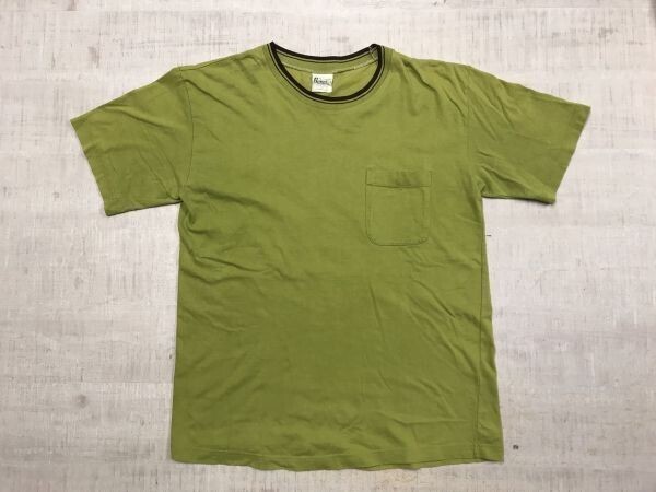 ACTIVEWEAR Generic オールド 90s アメカジ スポーツ 古着 無地 トリム ロンガー ポケT 半袖Tシャツ メンズ コットン100% 緑拍卖