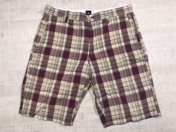 ギャップ GAP オールド アメカジ オーセンティック 古着 ハーフ ショート チェック パンツ ボトムス メンズ 33 紫系拍卖