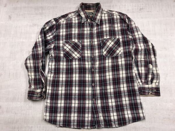 アウトドアプロダクツ OUTDOOR PRODUCTS 両胸ポケット オールド アメカジ ワーク 長袖 ネル チェック シャツ メンズ 綿100% L 赤系拍卖