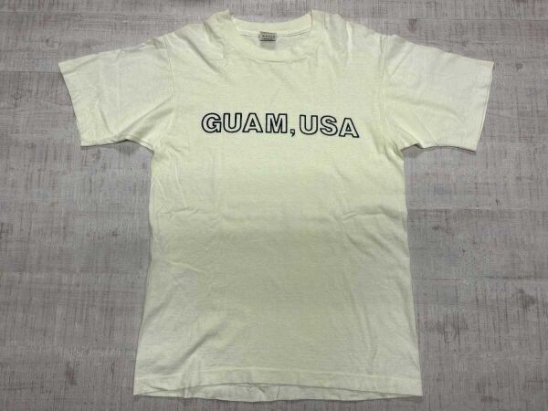 USA製 フルーツオブザルーム FRUIT OF THE LOOM 90s アメカジ グアム GUAM お土産 スーベニア 半袖Tシャツ レディース 綿100% M レモン拍卖