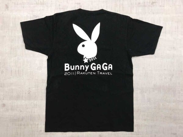 Bunny GAGA Rakuten Travel 2011 企業物 PLAYBOY パロディー バックプリント 半袖Tシャツ メンズ コットン100% CROSS&STITCH製 黒拍卖