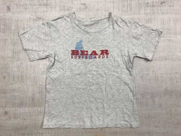 ベアーサーフボード BEAR SURF BOARDS オールド サーフ ストリート 霜降り 英字プリント 半袖Tシャツ レディース グレー拍卖
