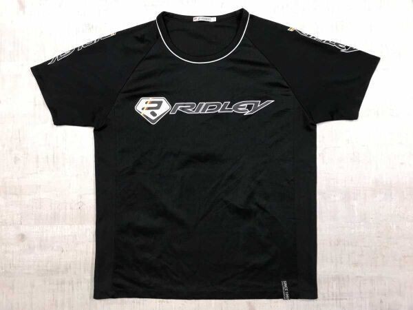 UT RIDLEY ユニクロ リドレー コラボ ロゴ プリント ドライメッシュ 半袖Tシャツ メンズ プロロードレース バイク 自転車 レース XL 黒拍卖