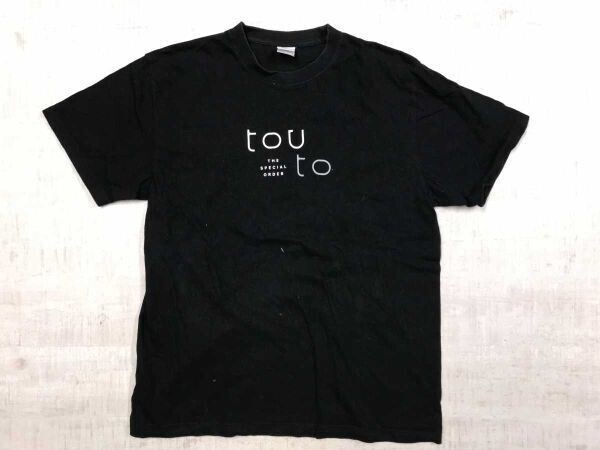 united athle製 ヘアケアシャンプー トリートメント販促 tou-to トゥーユー とうと 英字 ロゴグラフィック 半袖Tシャツ コットン100% L 黒拍卖
