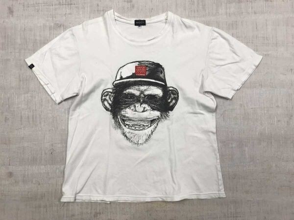 MAD CITY CLOTHING マッドシティー メンズ ストリート スケート 海外 ローカル 古着 猿 MONKEY 半袖 プリント Tシャツ M 白拍卖