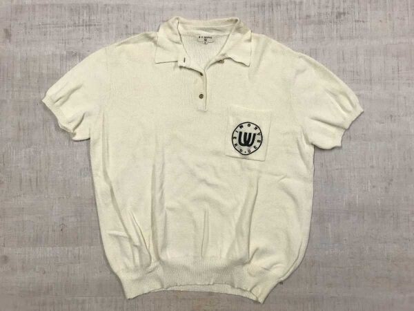 MU SPORTS エムユースポーツ オールド レトロ GOLF ゴルフ 古着 半袖 ニット ポロシャツ レディース コットン58% ナイロン42% F 生成り拍卖