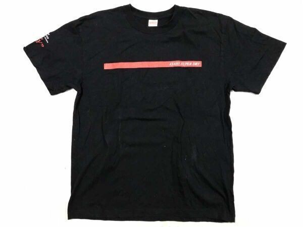 非売品 ASAHI Super Dry アサヒスーパードライ 英字 プリント 半袖Tシャツ メンズ ビール お酒 ロゴ バックプリント コットン100% XL 黒拍卖