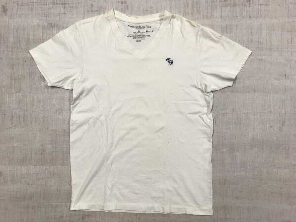 Abercrombie&Fitch アバクロンビー&フィッチ アバクロ アメカジ インナー 刺繍 半袖Tシャツ メンズ コットン100% M 白拍卖