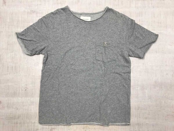 アーバンリサーチ URBAN RESEARCH ストリート 切りっぱなし 薄手スウェット 裏パイル 半袖Tシャツ メンズ コットン100% 38 ライトグレー拍卖