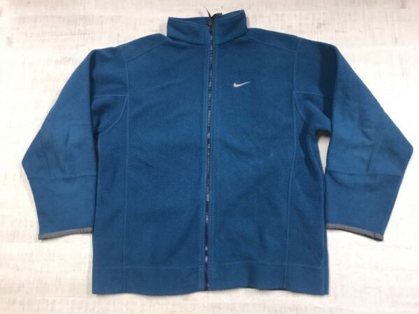 ナイキ NIKE オールド スポーツ ストリート アウトドア 古着 ハイネック フリースジャケット メンズ ポリエステル100% L 青拍卖