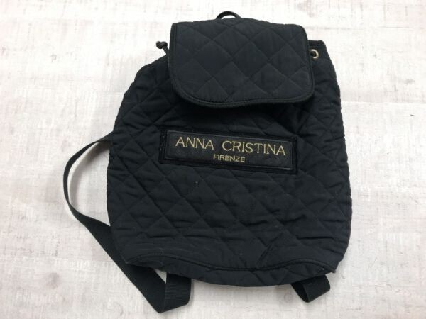ANNA CRISTINA FIRENZE アンナクリスティーナ レトロ モード古着 キルティング バックパック リュックサック カバン バッグ レディース 黒拍卖