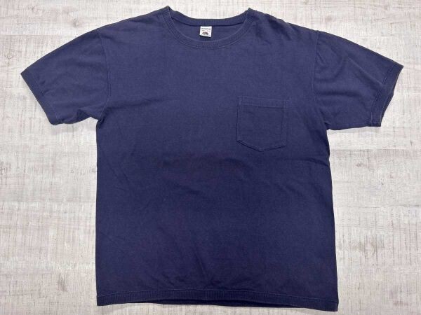 フルーツオブザルーム FRUIT OF THE LOOM アメカジ スポーツ 中厚手 胸ポケット リブトリム 半袖Tシャツ メンズ コットン100% S 紺拍卖