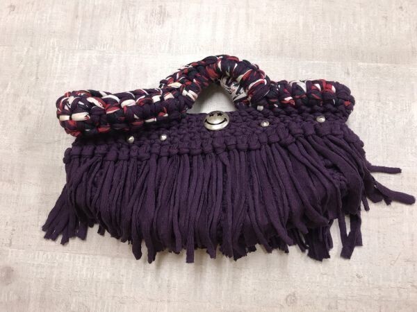 アメカジ サーフ エスニック フリンジ スマイリー コンチョボタン 編み上げ ハンドバッグ ポーチ カバン 鞄 小物入れ レディース 紫拍卖