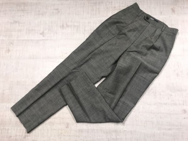 BLUE BOAT トゥモローランド TOMORROWLAND レトロ モード タック入り スラックス パンツ ボトムス レディース ウール100% 日本製 36 グレー拍卖