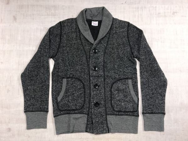 チャンピオン Champion アメカジ ワーク ヘリテージ ショールカラー ごま塩 霜降り スウェット カーディガン ジャケット レディース M 黒拍卖