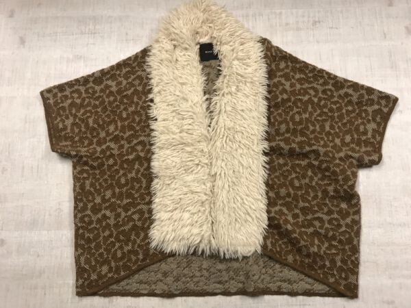 ローズバッド ROSE BUD インディースリーズ 豹柄レオパード フェイクファー ショールカラー ニット カーディガン 羽織り レディース F 茶色拍卖