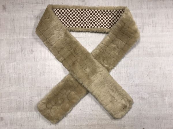 レトロ カントリー モード 小物 フェイクファー×ドット水玉 マフラー ティペット レディース 日本製 アクリル/ポリエステル100% ベージュ拍卖