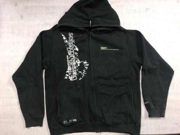 B ONE SOUL ビーワンソウル オールド Y2K 00s ストリート 古着 刺繍 プリント スウェット パーカー ジャケット メンズ 大きいサイズ LL 黒拍卖