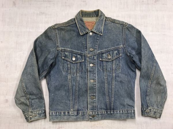 フィッツ FITTZ レトロ オールド アメカジ バイカー ストーンウォッシュ トラック デニム ジャケット ジージャン メンズ コットン100% M 青拍卖