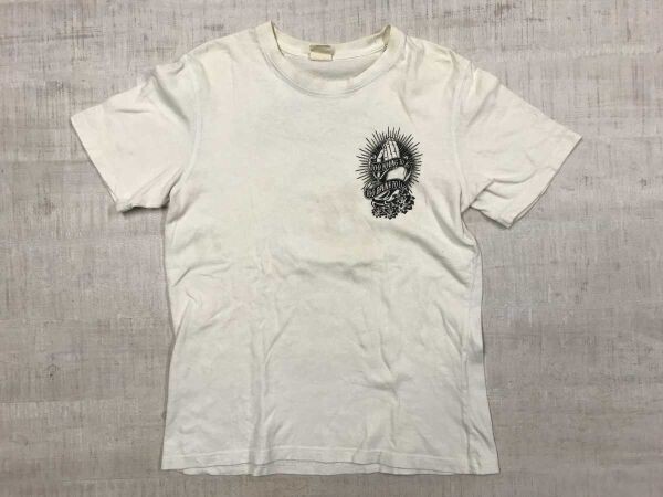 コントライブ Contrive グランジ ストリート ルード RUDE系 スケート 西海岸 ロウブロウ 半袖Tシャツ メンズ 綿100% バックプリント有 L 白拍卖