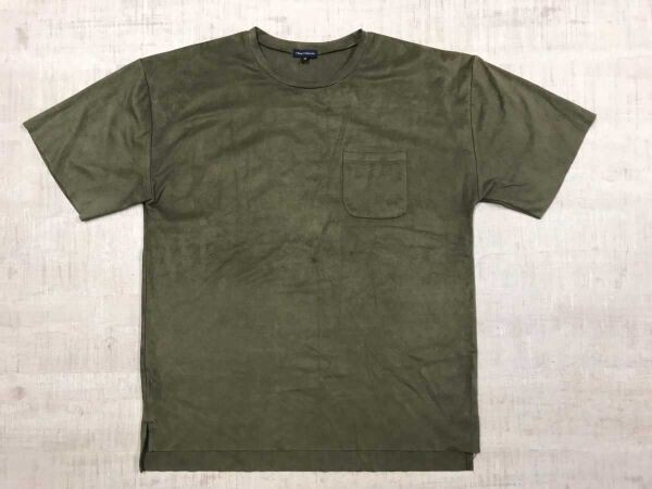 アーバンリサーチ URBAN RESEARCH セレショ系 シンプル 無地 フェイクスウェード 起毛 半袖Tシャツ メンズ サイズ38 カーキ拍卖