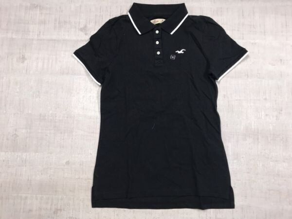 ホリスター HOLLISTER アメカジ サーフ アウトドア ストリート 古着 半袖ポロシャツ レディース ロゴ刺繍 M 黒拍卖