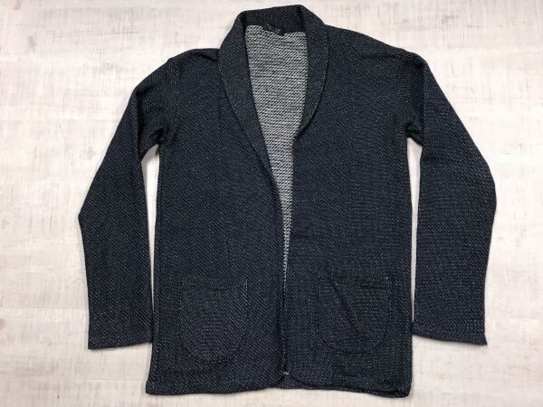 ザラ マン ZARA MAN トラッド モード 古着 ショールカラー ボタンレス ニット カーディガン ジャケット メンズ S 紺拍卖