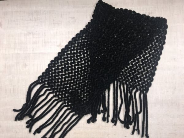 レトロ オールド モード アンティーク長 古着 モールニット フリンジ マフラー レディース 黒拍卖