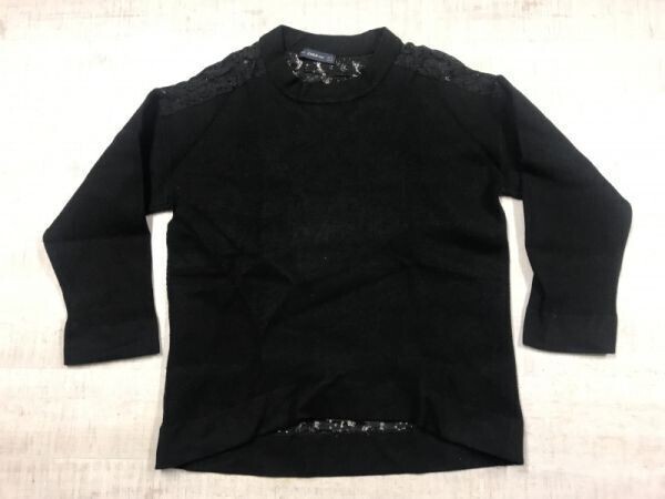 ザラ ZARA knit レトロ カジュアルモード 古着 背面レース切替 ニット セーター トップス レディース M 黒拍卖