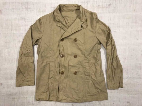 シップス SHIPS 00s アメカジ ミリタリー 古着 襟裏迷彩 バックサテン ダブル カバーオール ジャケット メンズ コットン100% M ベージュ拍卖