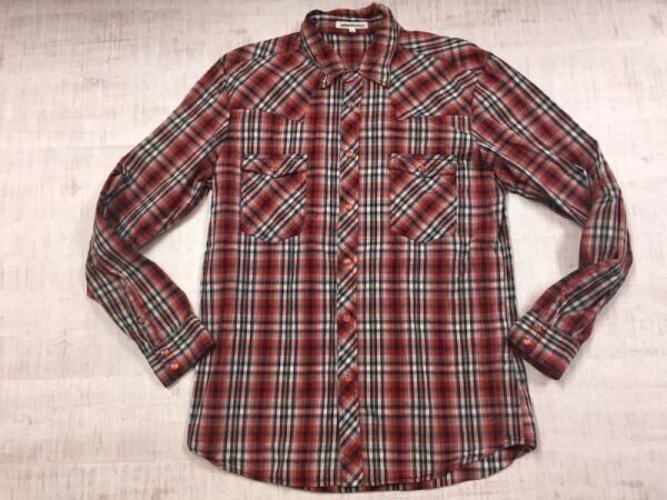 semanticdesign セマンティックデザイン ネオお兄系 Y2K 00's 古着 ウエスタン 長袖チェックシャツ メンズ L 赤拍卖
