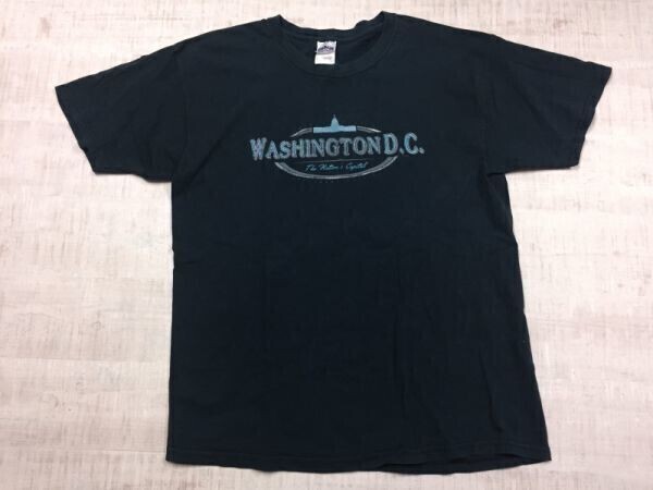 WASHINGTON DC ワシントンディーシー スーベニア お土産 ご当地 アメカジ 半袖Tシャツ カットソー メンズ L 紺拍卖