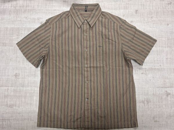 ドッカーズ エッセンシャルズ DOCKERS ESSENTIALS オールド ストリート アメカジ マルチストライプ 半袖シャツ メンズ コットン100% L 茶系拍卖