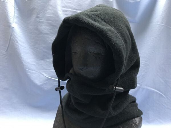テック アウトドア レジャー ストリート 防寒 フリースフード パーカー 帽子 ネックウォーマー バラクラバ ドローコード 男女兼用 黒拍卖