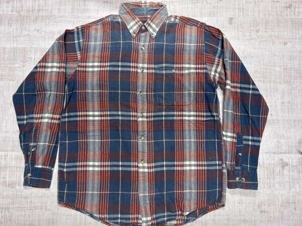 SPECIALTY COLLECTION レトロ オールド アメカジ 90s オーバーチェック 胸ポケット 長袖 ボタンダウン シャツ メンズ コットン100% M 赤青拍卖