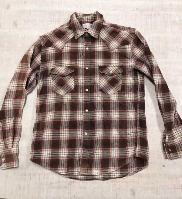 THRUXTON スラクストン アメカジ ワーク ネオお兄系 古着 チェック 長袖 コットンネル ウエスタン シャツ メンズ 胸ポケット L 赤 白拍卖