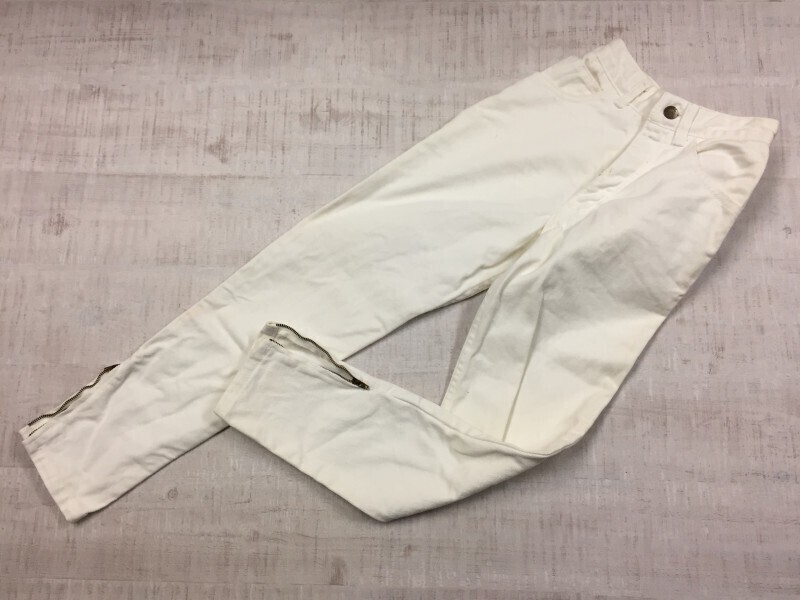 USA製 GUESS ゲス GEORGES MARCIANO 裾ジップ オールド レトロ 古着 90s アメカジ ホワイトデニム パンツ ボトムス レディース 24 白拍卖