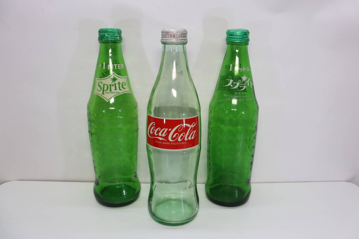昭和レトロ コカコーラ スプライト 3本セット 1L アンティーク 空き瓶 ビン 希少 当時物 ガラス瓶 インテリア 置物 飾り コレクション レア拍卖