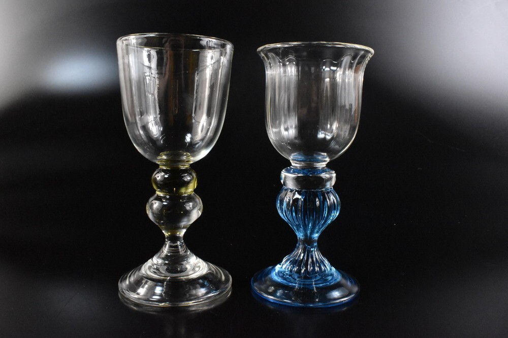 【雲】某収集家買取品 ガラス製 ワイングラス 2客 酒器 古美術品(旧家蔵出) F8543拍卖