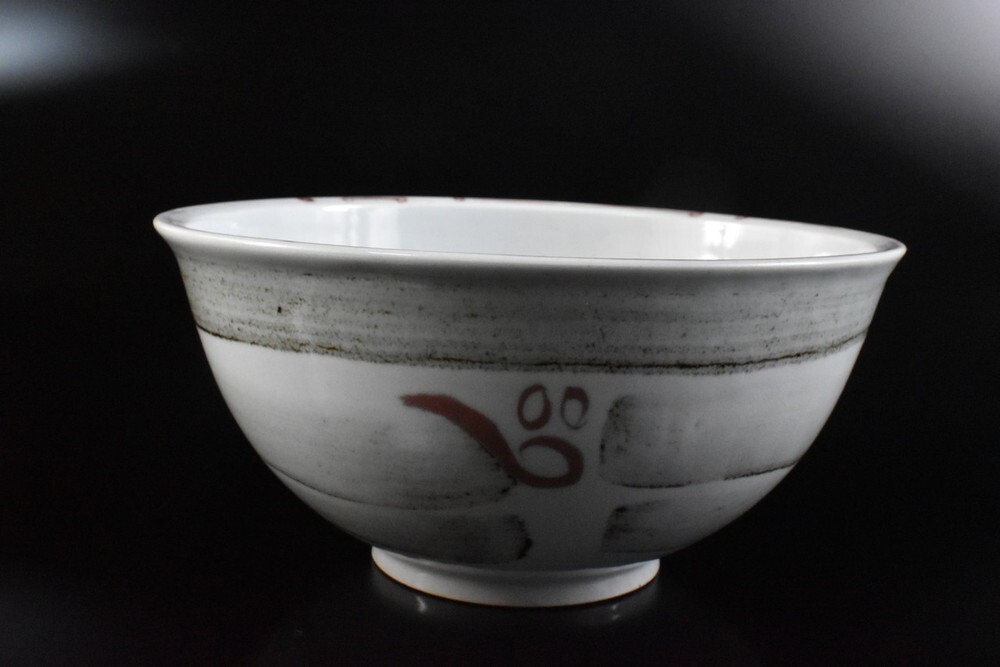 【雲】某資産家買取品 韓国 色絵漢詩絵付菓子鉢 在銘 古美術品(菓子器中国朝鮮美術) F8779拍卖