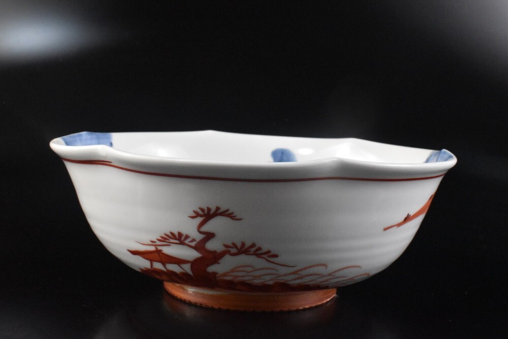 【雲】某収集家放出品 清水 色絵 風景絵付 菓子鉢 在銘 古美術品(菓子鉢懐石料理道具) F8909拍卖
