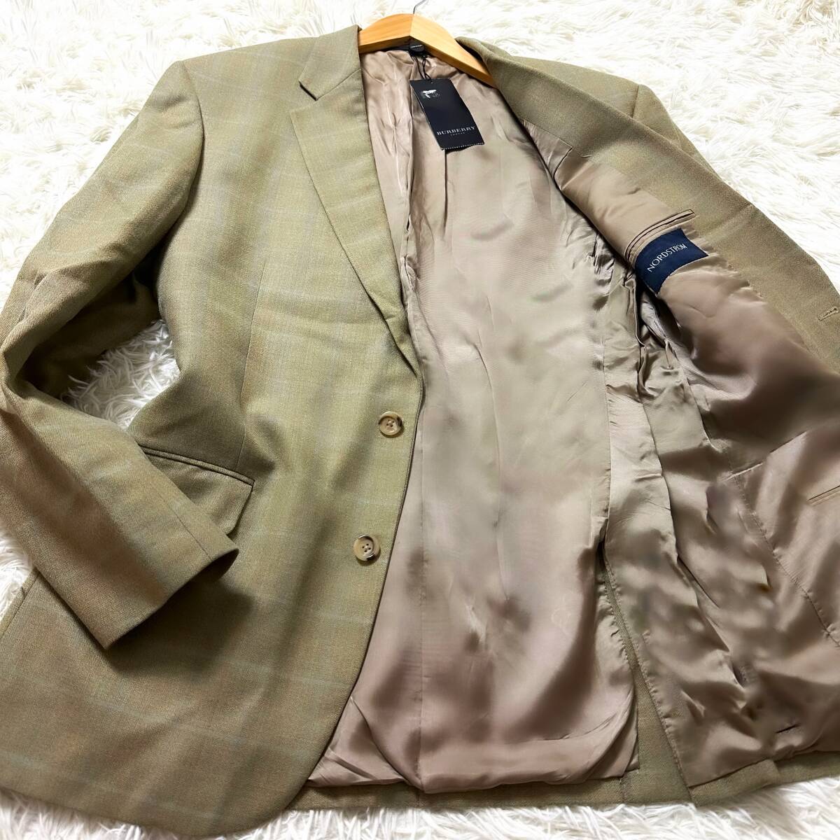未使用級XXL~XL!BURBERRY LONDONテーラードジャケットKENGINTON42Rノバチェック柄LL黄金ゴールドNORDSTORMMODELT大きいバーバリーロンドン拍卖
