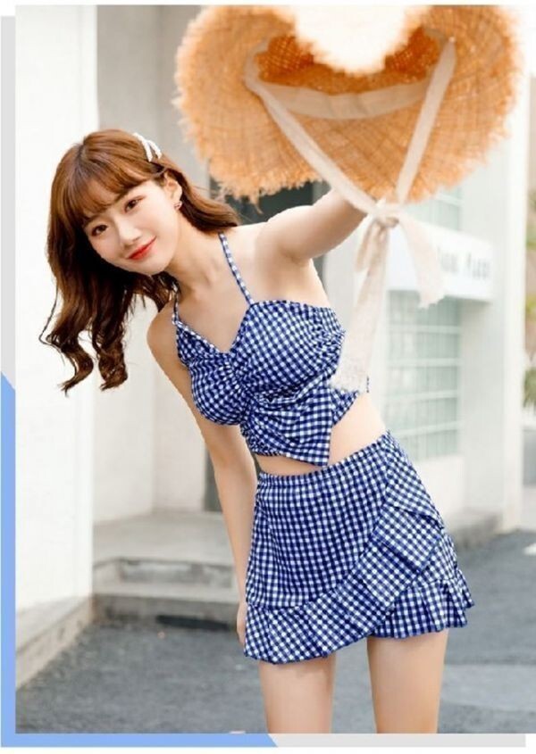 在庫処分 セール 水着レディース 体型カバー水着 スイムウェア タンキニ ママ水着 sw1-194blu-L拍卖