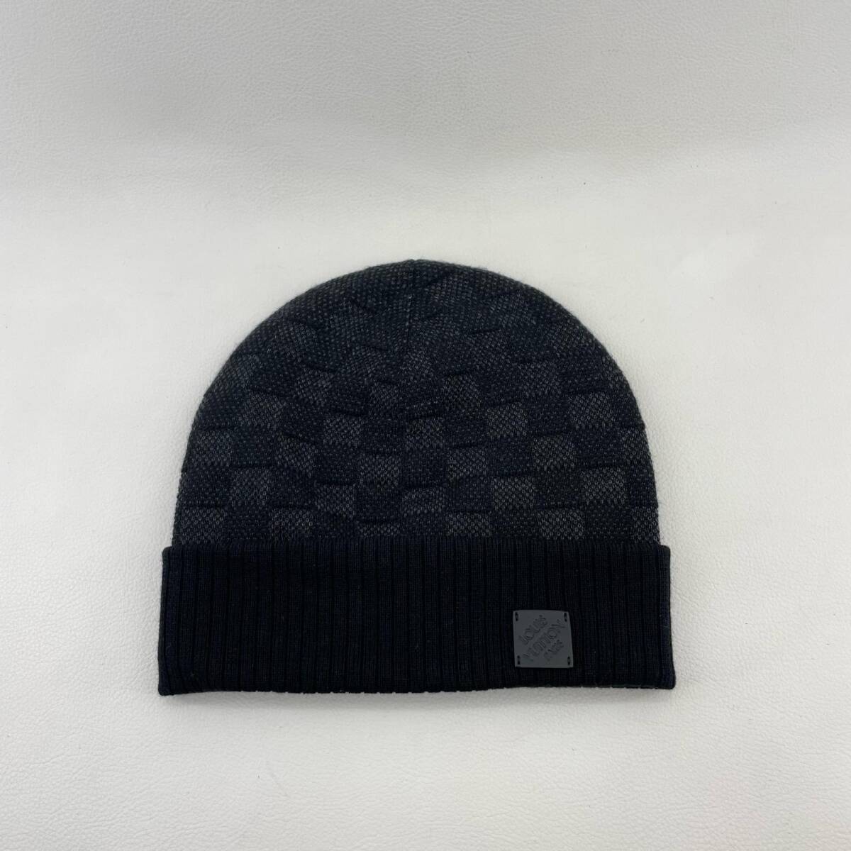 未使用品 LOUIS VUITTON ニット帽子 ビーニー・ネオ プティ ダミエ M77983 アントラシット Anthracite ユニセックス ルイヴィトン ◆2005拍卖