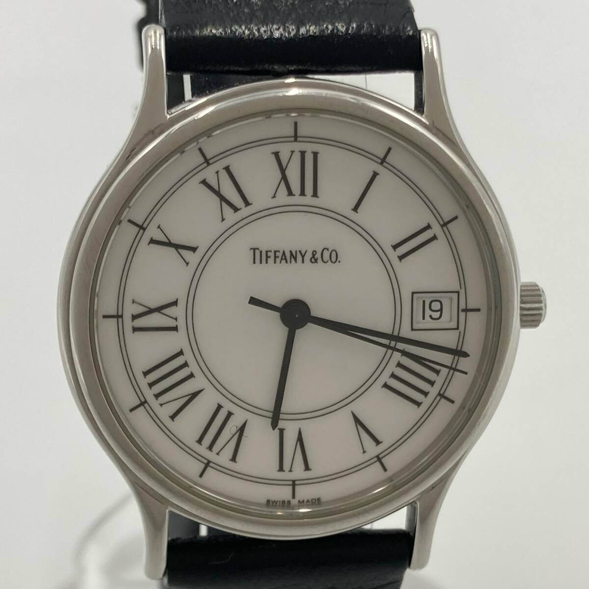 ティファニー クラシックラウンドケースローマン クォーツ メンズ 腕時計 Tiffany & Co. ベルト傷み有り ◆2004拍卖
