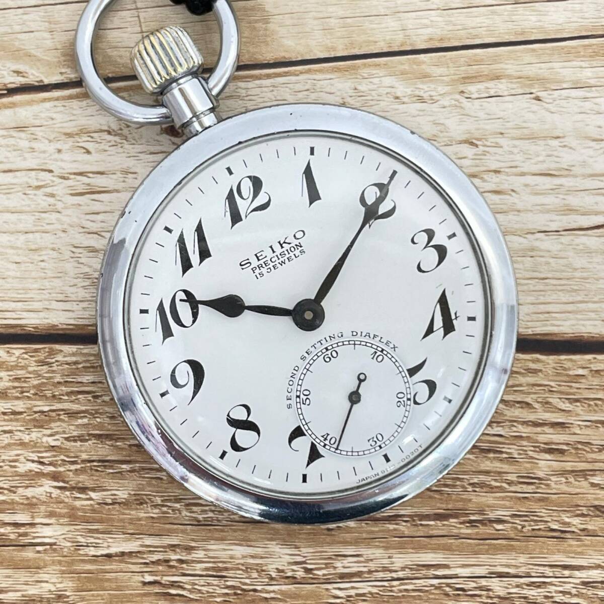 セイコー 精工舎 プレシジョン_15石 手巻き ホワイト文字盤 スモセコ アンティーク 懐中時計 稼働品 中古 SEIKO ◆2008拍卖