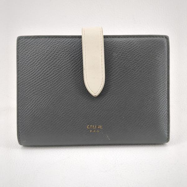 CELINE セリーヌ 2つ折り財布 スモールストラップ エッセンシャル バイカラーグレイ グレー ◆2002拍卖