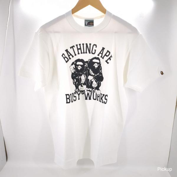 【美品】A BATHING APE 半袖Tシャツ メンズ ホワイト SIZE M 旧タグ 仲良し猿 BUSY WORKS アベイシングエイプ 春夏 袋付 ◆2003拍卖